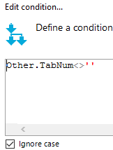 Edit condition... Define a condition Cher . ' Ignore case 